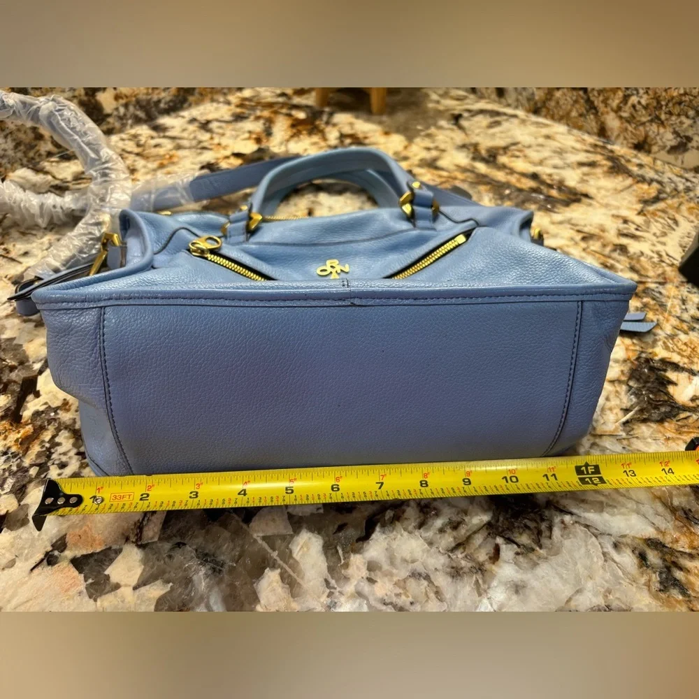 orYANY Sky Blue Leather Satchel with Gold Accents NEW!